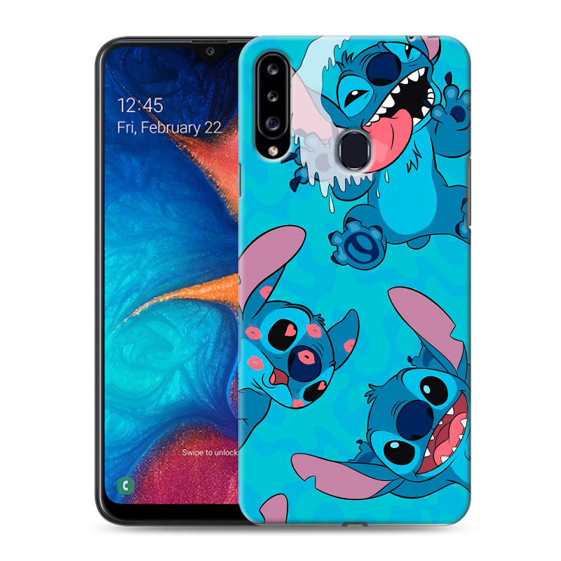 Силиконовый противоударный чехол на Samsung Galaxy A20s с принтом Лило и Стич Силиконовый противоударный чехол на Samsung Galaxy A20s с принтом Лило и Стич