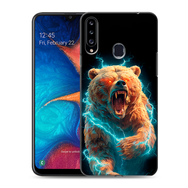 Силиконовый противоударный чехол на Samsung Galaxy A20s с принтом Медведь Силиконовый противоударный чехол на Samsung Galaxy A20s с принтом Медведь