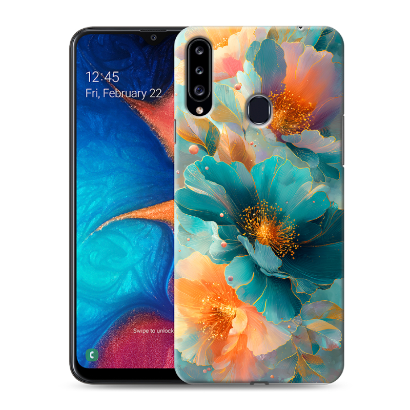 Силиконовый противоударный чехол на Samsung Galaxy A20s с принтом Цветы Силиконовый противоударный чехол на Samsung Galaxy A20s с принтом Цветы