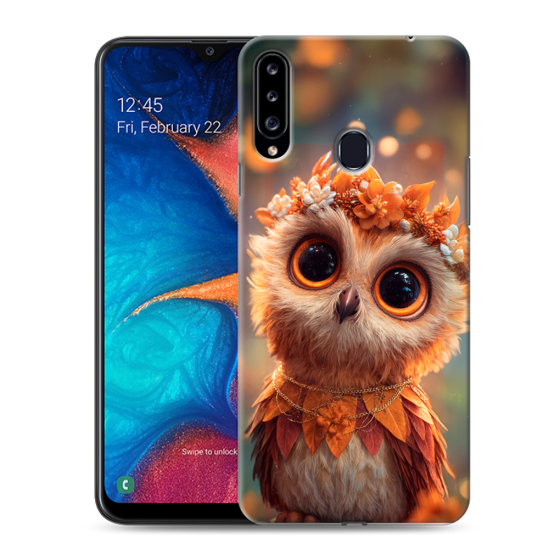 Силиконовый противоударный чехол на Samsung Galaxy A20s с принтом Милая сова Силиконовый противоударный чехол на Samsung Galaxy A20s с принтом Милая сова