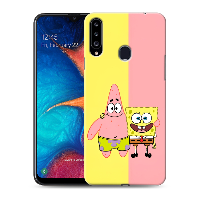 Силиконовый противоударный чехол на Samsung Galaxy A20s с принтом Спанч боб Спанчбоб Силиконовый противоударный чехол на Samsung Galaxy A20s с принтом Спанч боб Спанчбоб