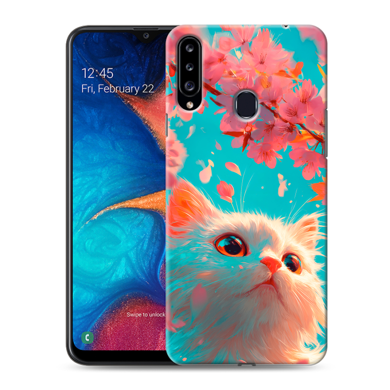 Силиконовый противоударный чехол на Samsung Galaxy A20s с принтом Красивый кот Силиконовый противоударный чехол на Samsung Galaxy A20s с принтом Красивый кот