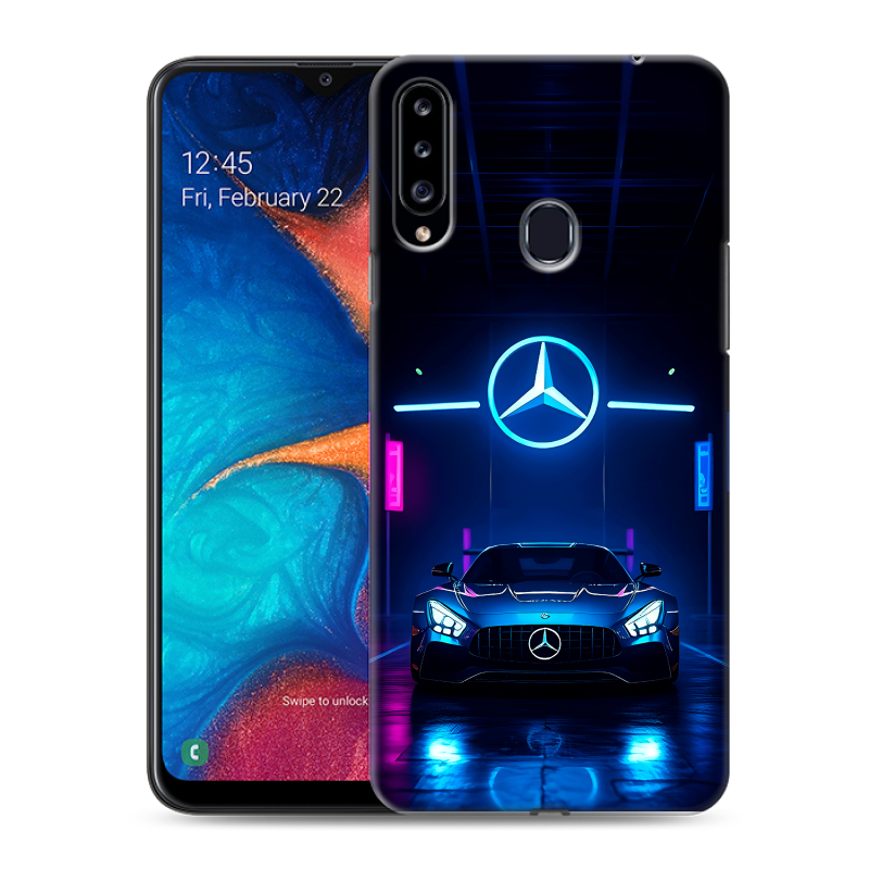 Силиконовый противоударный чехол на Samsung Galaxy A20s с принтом Mercedes Мерседес Силиконовый противоударный чехол на Samsung Galaxy A20s с принтом Mercedes Мерседес