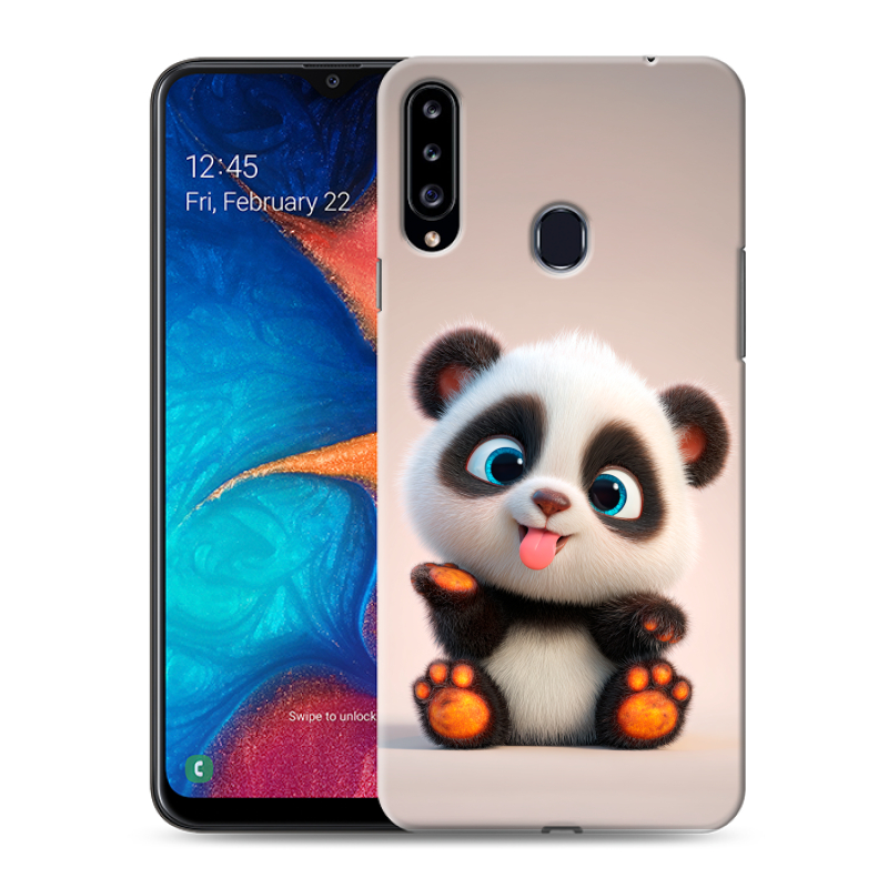 Силиконовый противоударный чехол на Samsung Galaxy A20s с принтом милая панда Силиконовый противоударный чехол на Samsung Galaxy A20s с принтом милая панда
