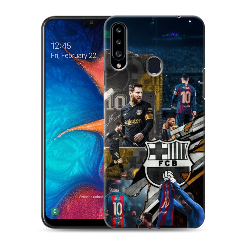 Силиконовый чехол на Samsung Galaxy A20s с принтом Messi Barcelona Силиконовый чехол на Samsung Galaxy A20s с принтом Messi Barcelona