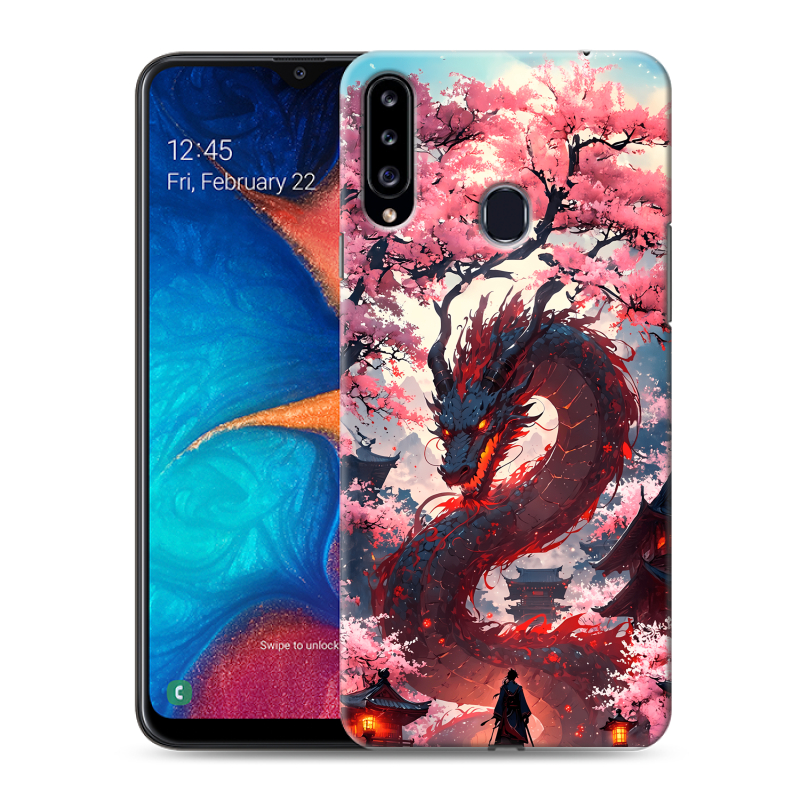 Силиконовый чехол на Samsung Galaxy A20s с принтом Дракон Японский Силиконовый чехол на Samsung Galaxy A20s с принтом Дракон Японский