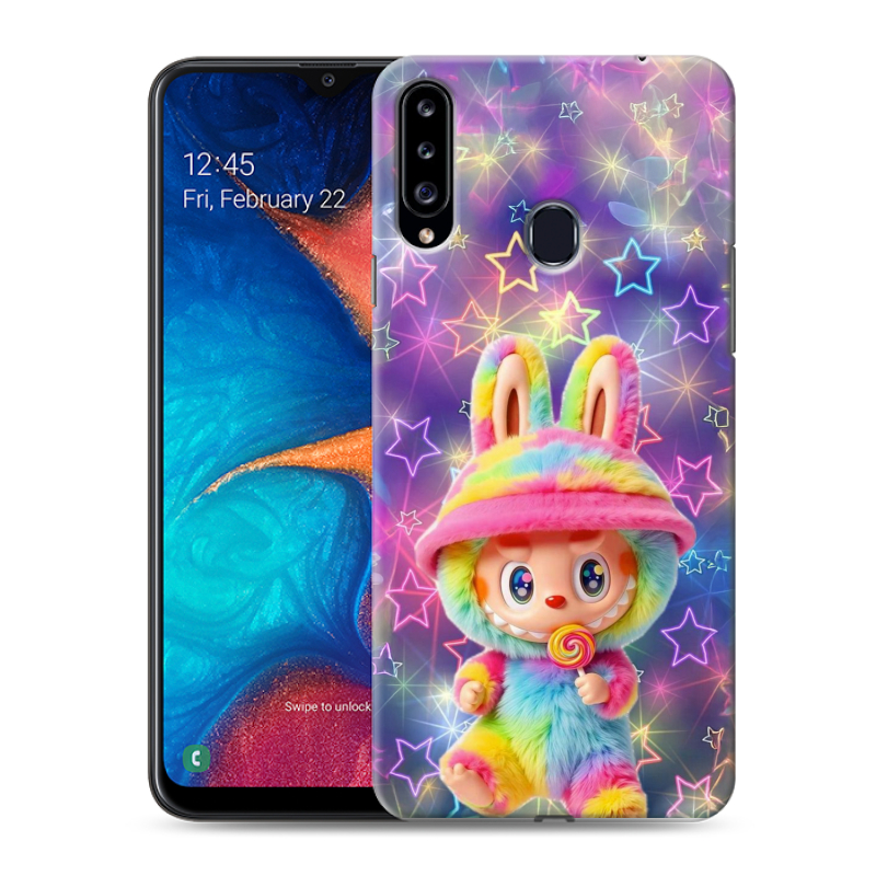 Силиконовый противоударный чехол на Samsung Galaxy A20s с принтом Labubu Лабубу Силиконовый противоударный чехол на Samsung Galaxy A20s с принтом Labubu Лабубу