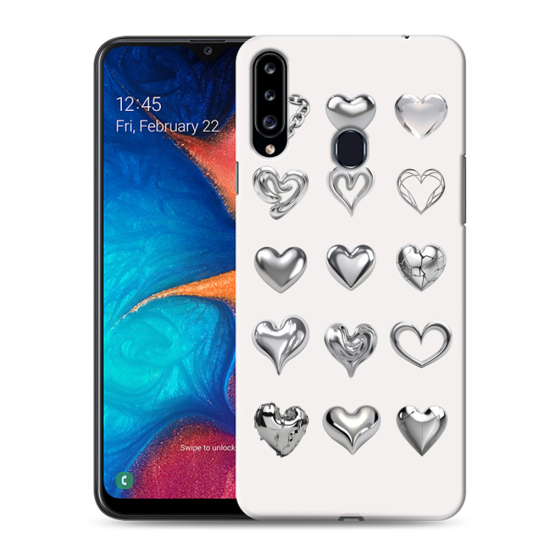 Силиконовый противоударный чехол на Samsung Galaxy A20s с принтом Y2K сердечки Силиконовый противоударный чехол на Samsung Galaxy A20s с принтом Y2K сердечки