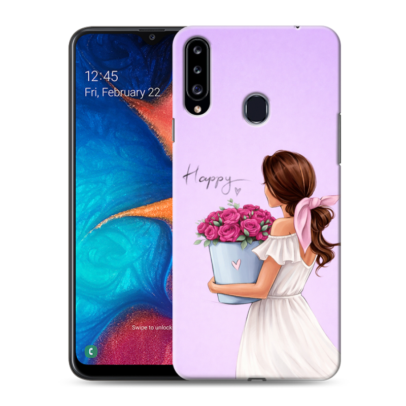 Силиконовый противоударный чехол на Samsung Galaxy A20s с принтом женский Силиконовый противоударный чехол на Samsung Galaxy A20s с принтом женский