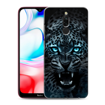 Силиконовый чехол на Xiaomi RedMi 8 с принтом Темный леопард Силиконовый чехол на Xiaomi RedMi 8 с принтом Темный леопард