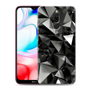 Силиконовый чехол на Xiaomi RedMi 8 с принтом Черные кристаллы Силиконовый чехол на Xiaomi RedMi 8 с принтом Черные кристаллы
