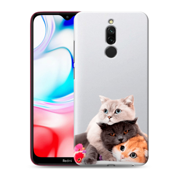 Силиконовый чехол на Xiaomi RedMi 8 с принтом Кошки Силиконовый чехол на Xiaomi RedMi 8 с принтом Кошки