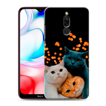 Силиконовый чехол на Xiaomi RedMi 8 с принтом Кошки Силиконовый чехол на Xiaomi RedMi 8 с принтом Кошки