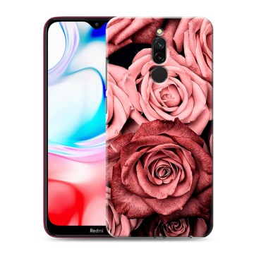 Силиконовый чехол на Xiaomi RedMi 8 с принтом Цветы розы Силиконовый чехол на Xiaomi RedMi 8 с принтом Цветы розы