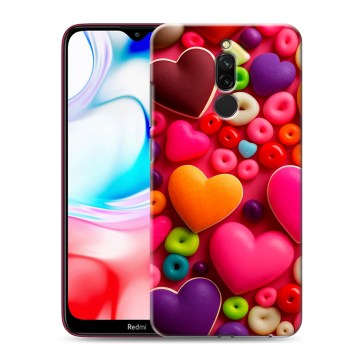 Силиконовый чехол на Xiaomi RedMi 8 с принтом Сердечки Силиконовый чехол на Xiaomi RedMi 8 с принтом Сердечки