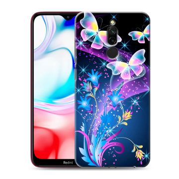 Силиконовый чехол на Xiaomi RedMi 8 с принтом Бабочки Силиконовый чехол на Xiaomi RedMi 8 с принтом Бабочки