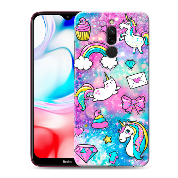 Силиконовый чехол на Xiaomi RedMi 8 с принтом Единороги