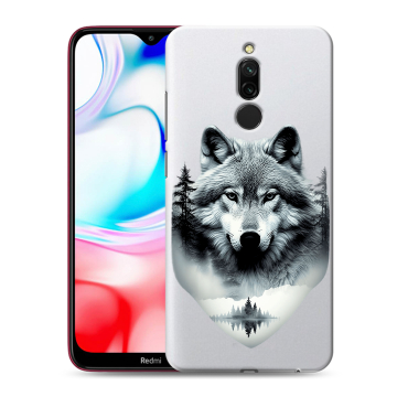 Силиконовый чехол на Xiaomi RedMi 8 с принтом Волк в лесу Силиконовый чехол на Xiaomi RedMi 8 с принтом Волк в лесу