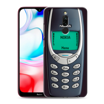 Силиконовый чехол на Xiaomi RedMi 8 с принтом Старый телефон Силиконовый чехол на Xiaomi RedMi 8 с принтом Старый телефон
