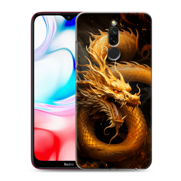 Силиконовый чехол на Xiaomi RedMi 8 с принтом Золотой дракон Силиконовый чехол на Xiaomi RedMi 8 с принтом Золотой дракон