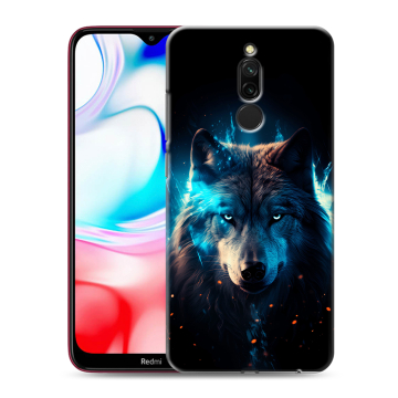 Силиконовый чехол на Xiaomi RedMi 8 с принтом Волк ночной