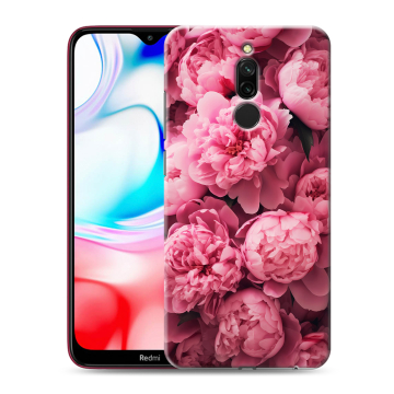 Силиконовый чехол на Xiaomi RedMi 8 с принтом цветы пионы Силиконовый чехол на Xiaomi RedMi 8 с принтом цветы пионы
