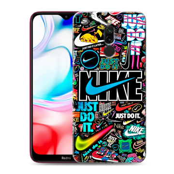 Силиконовый чехол на Xiaomi RedMi 8 с принтом найк nike черный Силиконовый чехол на Xiaomi RedMi 8 с принтом найк nike черный
