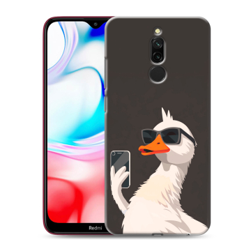 Силиконовый чехол на Xiaomi RedMi 8 с принтом утка в очках Силиконовый чехол на Xiaomi RedMi 8 с принтом утка в очках