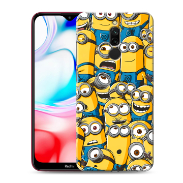 Силиконовый чехол на Xiaomi RedMi 8 с принтом Миньоны Силиконовый чехол на Xiaomi RedMi 8 с принтом Миньоны