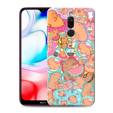 Силиконовый чехол на Xiaomi RedMi 8 с принтом капибары Силиконовый чехол на Xiaomi RedMi 8 с принтом капибары
