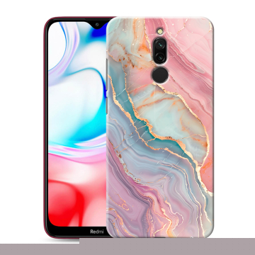 Силиконовый чехол на Xiaomi RedMi 8 с принтом розовый мрамор Силиконовый чехол на Xiaomi RedMi 8 с принтом розовый мрамор