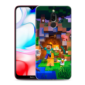 Силиконовый чехол на Xiaomi RedMi 8 с принтом Майнкрафт Minecraft Силиконовый чехол на Xiaomi RedMi 8 с принтом Майнкрафт Minecraft