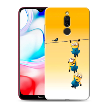 Силиконовый чехол на Xiaomi RedMi 8 с принтом Миньоны Силиконовый чехол на Xiaomi RedMi 8 с принтом Миньоны