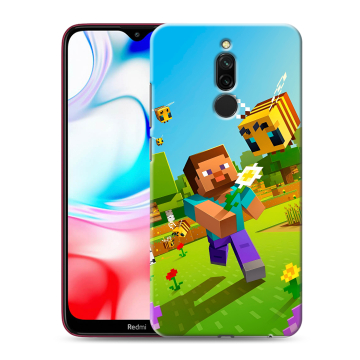 Силиконовый чехол на Xiaomi RedMi 8 с принтом Майнкрафт Minecraft