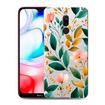 Силиконовый чехол на Xiaomi RedMi 8 с принтом Цветы паттерн Силиконовый чехол на Xiaomi RedMi 8 с принтом Цветы паттерн