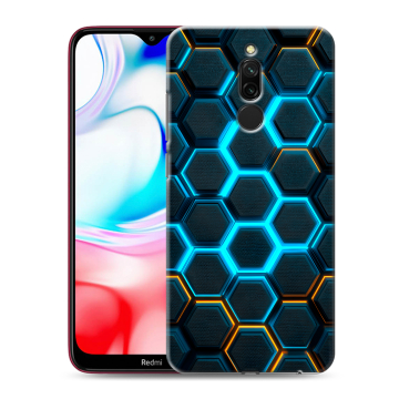 Силиконовый чехол на Xiaomi RedMi 8 с принтом Неоновые соты Силиконовый чехол на Xiaomi RedMi 8 с принтом Неоновые соты