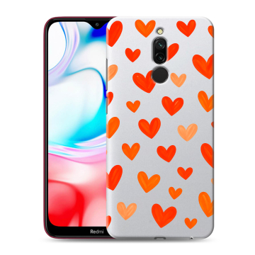 Силиконовый чехол на Xiaomi RedMi 8 с принтом Сердечки Силиконовый чехол на Xiaomi RedMi 8 с принтом Сердечки