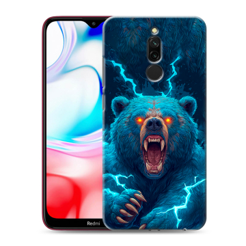 Силиконовый чехол на Xiaomi RedMi 8 с принтом Медведь Силиконовый чехол на Xiaomi RedMi 8 с принтом Медведь