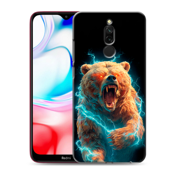 Силиконовый чехол на Xiaomi RedMi 8 с принтом Медведь Силиконовый чехол на Xiaomi RedMi 8 с принтом Медведь