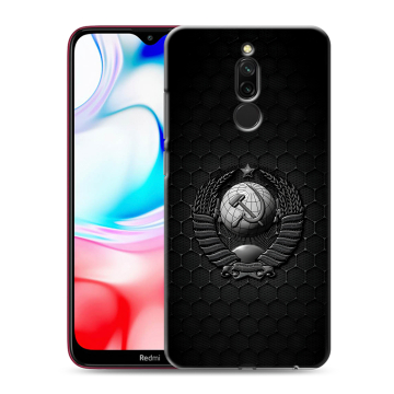 Силиконовый чехол на Xiaomi RedMi 8 с принтом Герб Флаг СССР
