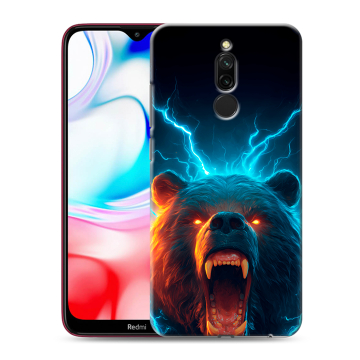 Силиконовый чехол на Xiaomi RedMi 8 с принтом Медведь Силиконовый чехол на Xiaomi RedMi 8 с принтом Медведь