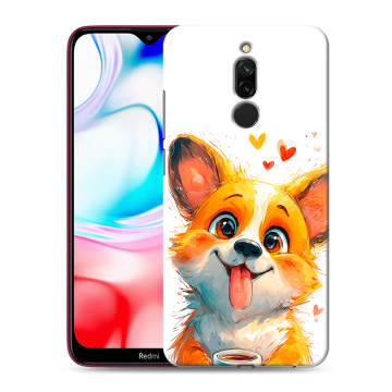 Силиконовый чехол на Xiaomi RedMi 8 с принтом корги Силиконовый чехол на Xiaomi RedMi 8 с принтом корги