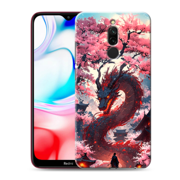 Силиконовый чехол на Xiaomi RedMi 8 с принтом Дракон Японский Силиконовый чехол на Xiaomi RedMi 8 с принтом Дракон Японский