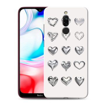 Силиконовый чехол на Xiaomi RedMi 8 с принтом Y2K сердечки Силиконовый чехол на Xiaomi RedMi 8 с принтом Y2K сердечки