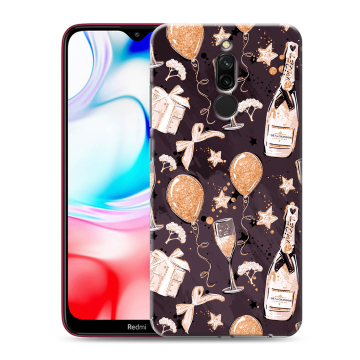 Силиконовый чехол на Xiaomi RedMi 8 с принтом Новый год Силиконовый чехол на Xiaomi RedMi 8 с принтом Новый год