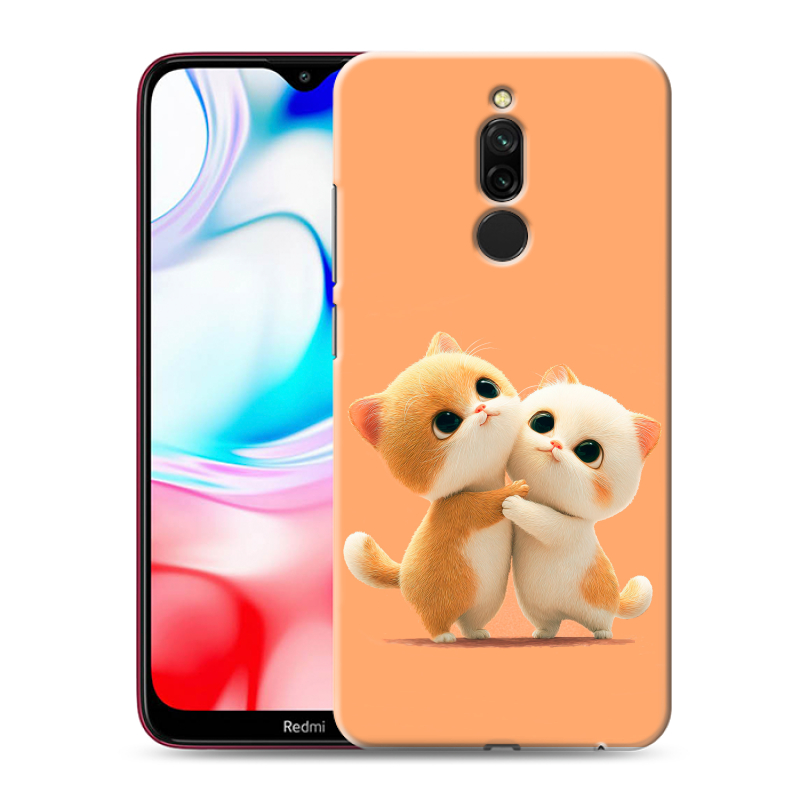 Силиконовый противоударный чехол на Xiaomi RedMi 8 с принтом Милые котики Силиконовый противоударный чехол на Xiaomi RedMi 8 с принтом Милые котики