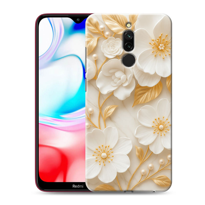 Силиконовый противоударный чехол на Xiaomi RedMi 8 с принтом Цветы Силиконовый противоударный чехол на Xiaomi RedMi 8 с принтом Цветы