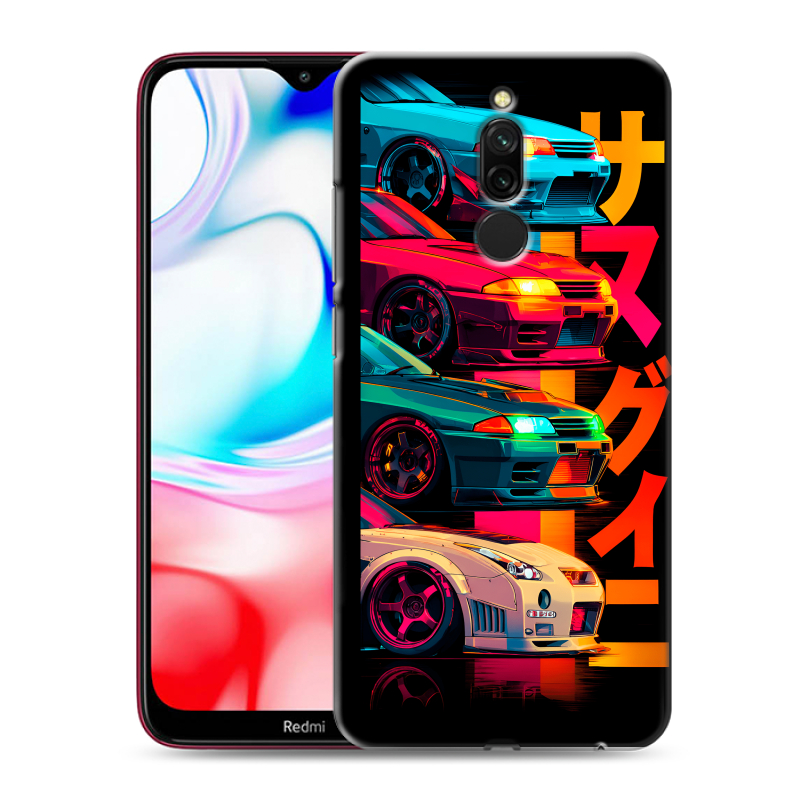 Силиконовый противоударный чехол на Xiaomi RedMi 8 с принтом Гоночные машины Силиконовый противоударный чехол на Xiaomi RedMi 8 с принтом Гоночные машины