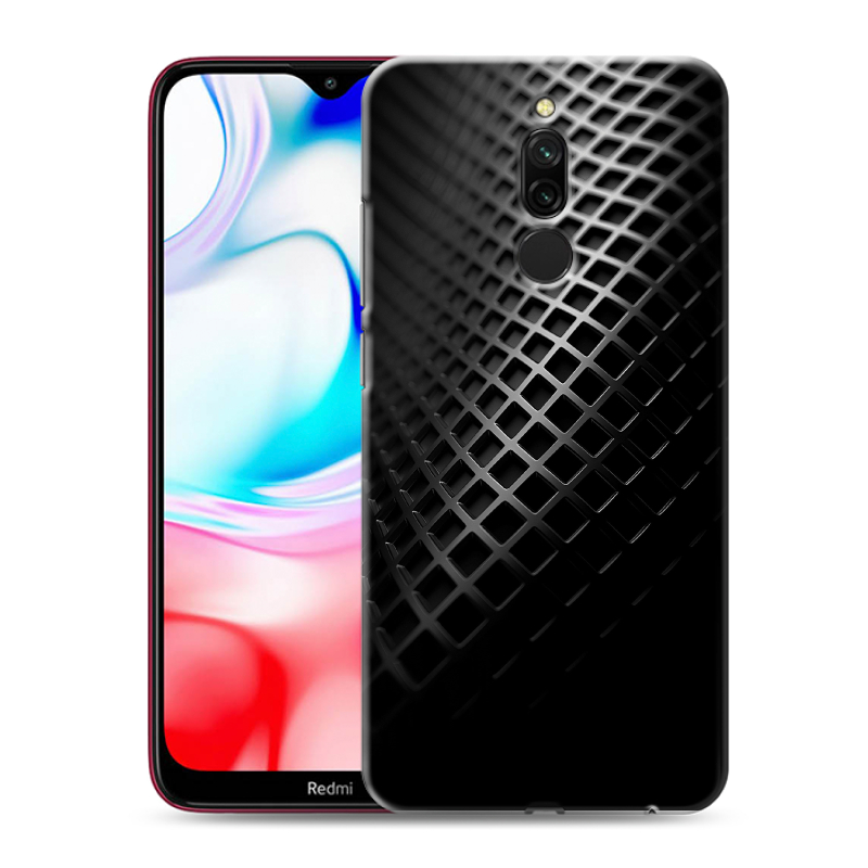 Силиконовый противоударный чехол на Xiaomi RedMi 8 с принтом Текстура металла Силиконовый противоударный чехол на Xiaomi RedMi 8 с принтом Текстура металла