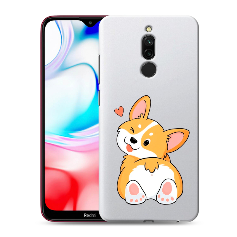 Силиконовый чехол на Xiaomi RedMi 8 с принтом Корги Силиконовый чехол на Xiaomi RedMi 8 с принтом Корги
